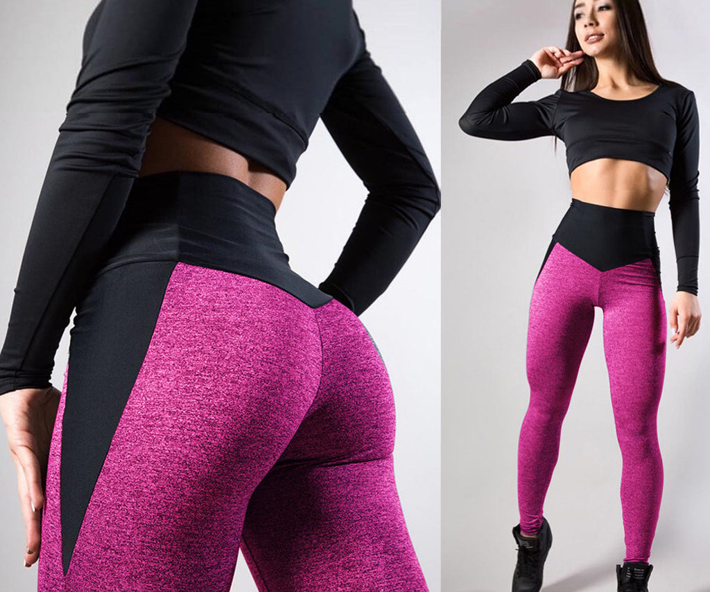 Contrasting Color Stitching Hip-Lifting Yoga Leggings