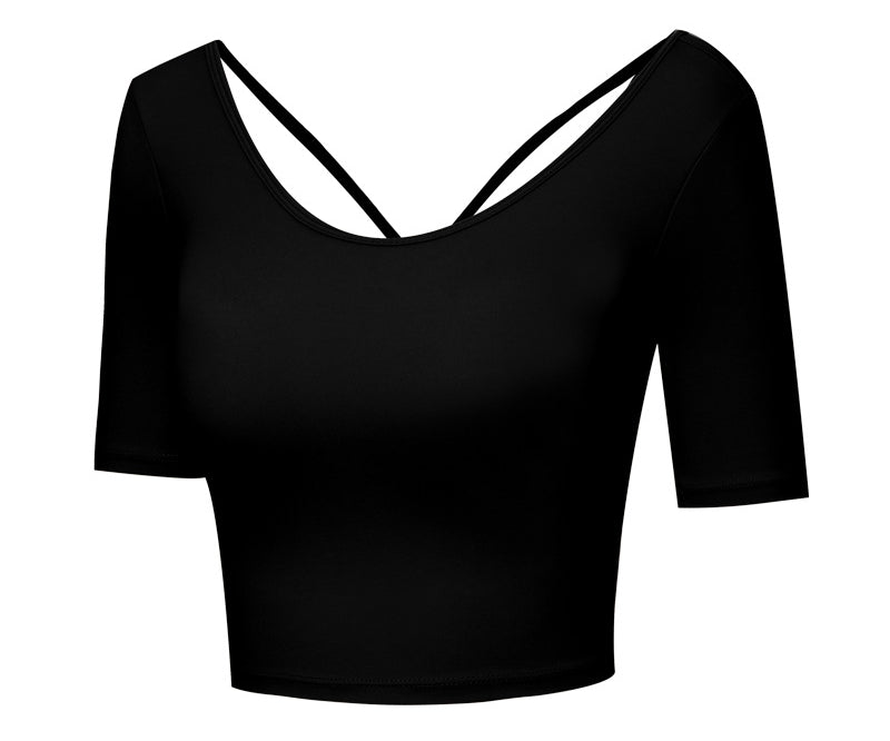 Open Back Short Sleeve Crop Top