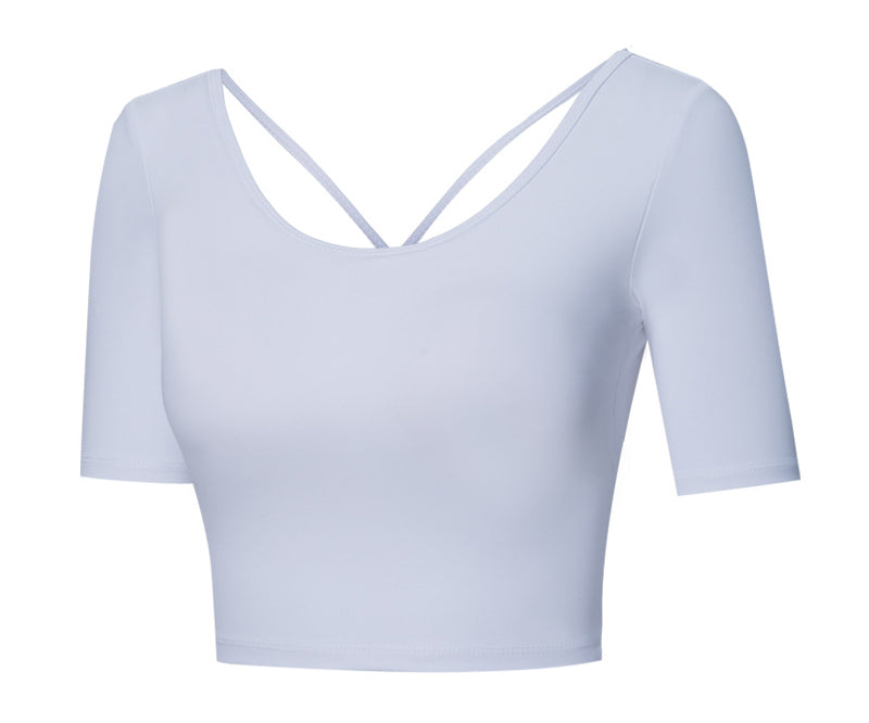 Open Back Short Sleeve Crop Top