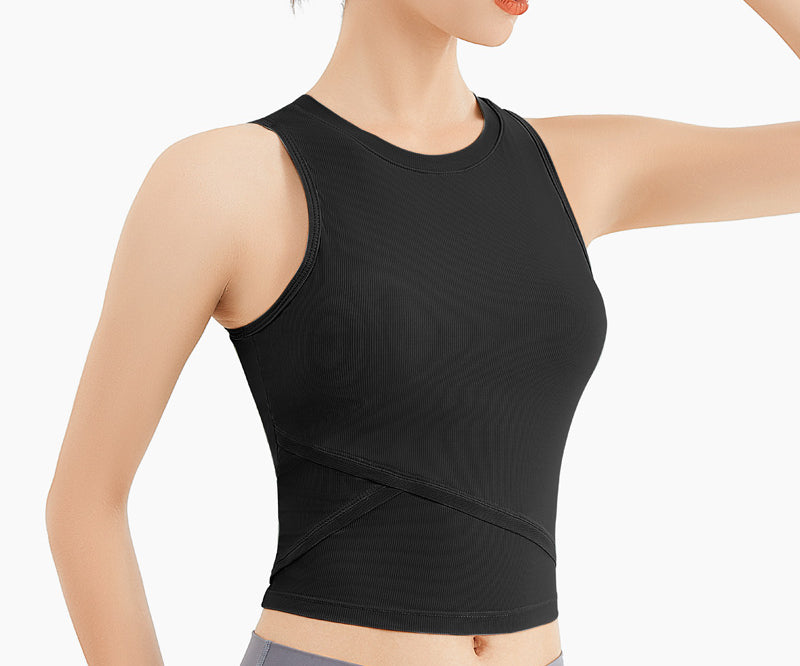 Sleeveless Crop Top with Built-In Bra